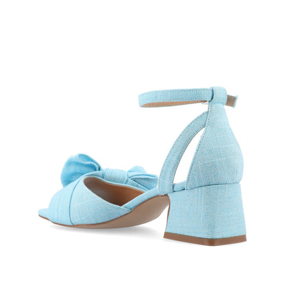 Journee ZEVI STRAPPY BLOCK HEELS IN FABRIC - Blue
