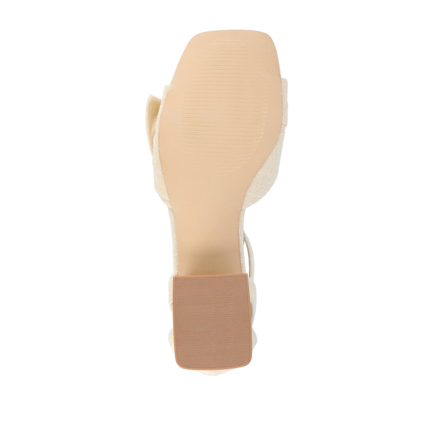 Journee ZEVI STRAPPY BLOCK HEELS IN FABRIC - Tan Beige Fabric