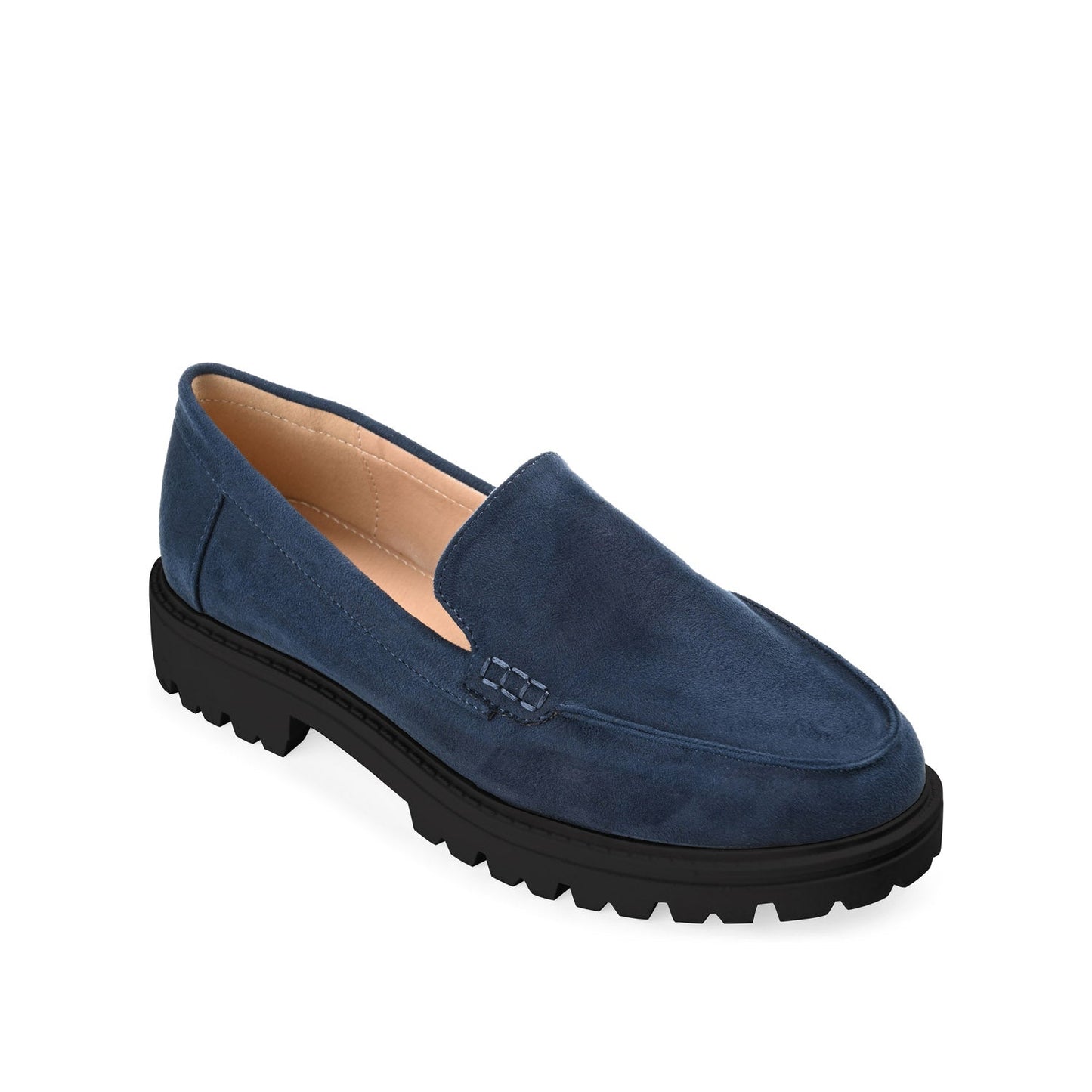 Journee ERIKA LOAFER FLATS IN FAUX SUEDE - Navy Faux Suede