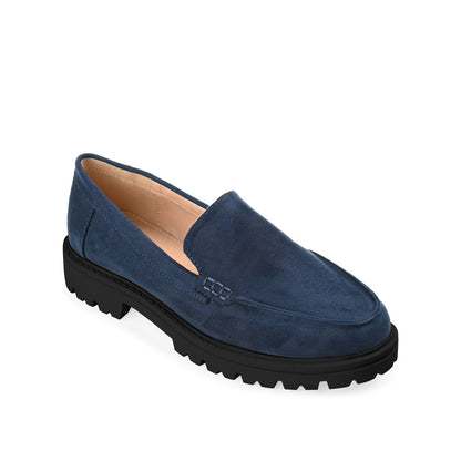 Journee ERIKA LOAFER FLATS IN FAUX SUEDE - Navy Faux Suede
