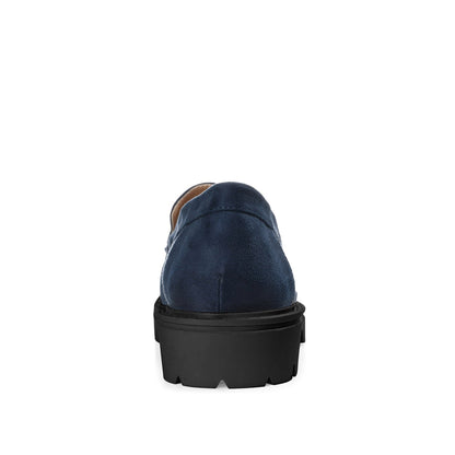Journee ERIKA LOAFER FLATS IN FAUX SUEDE - Navy Faux Suede