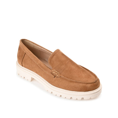Journee ERIKA LOAFER FLATS IN FAUX SUEDE - Tan Faux Suede