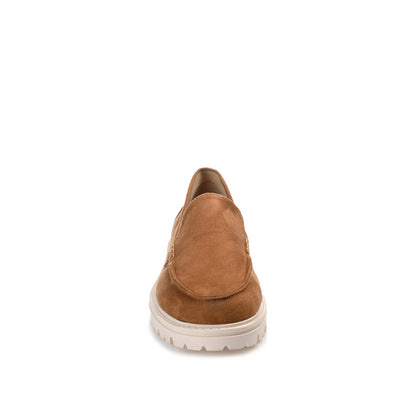 Journee ERIKA LOAFER FLATS IN FAUX SUEDE - Tan Faux Suede