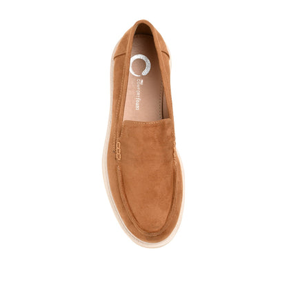 Journee ERIKA LOAFER FLATS IN FAUX SUEDE - Tan Faux Suede