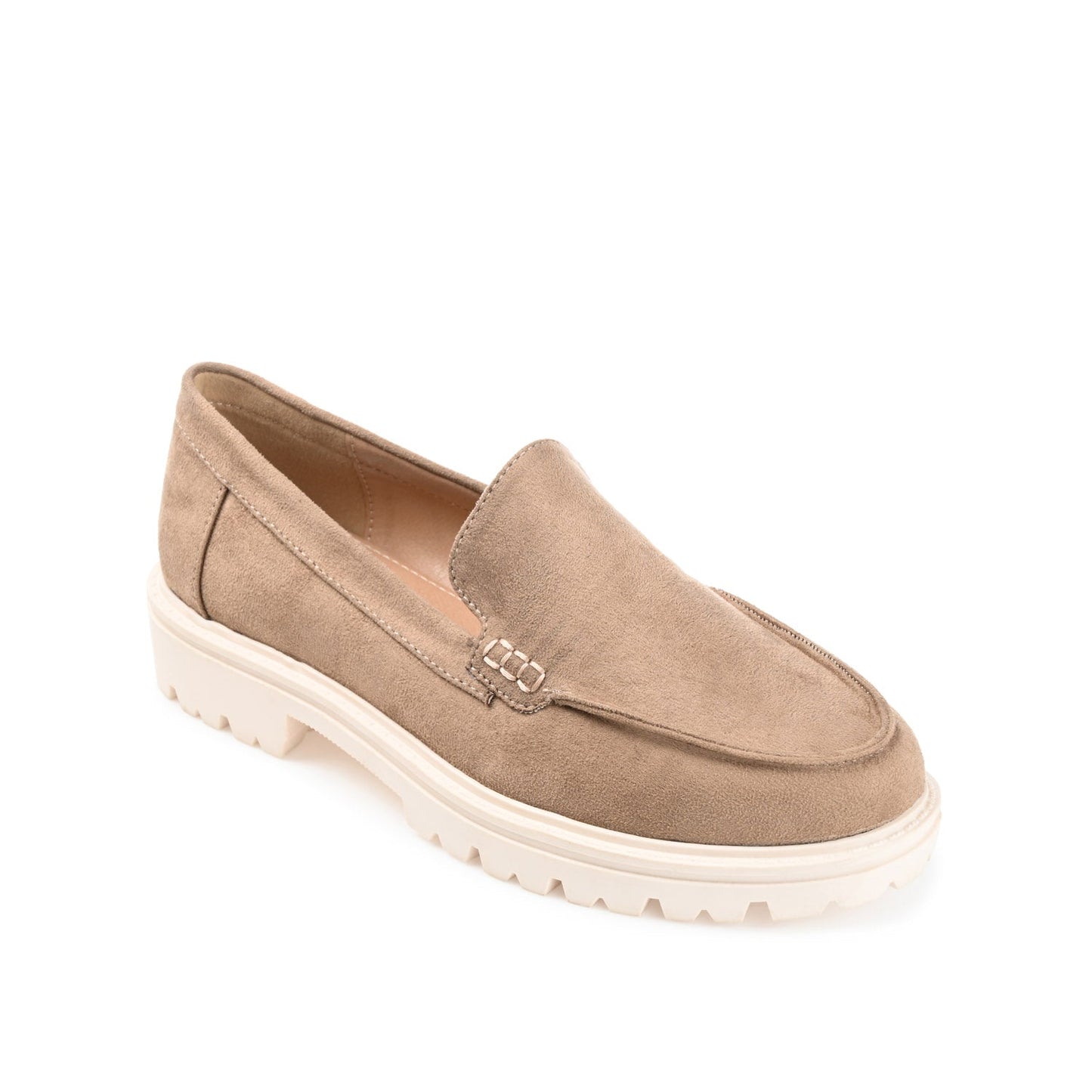 Journee ERIKA LOAFER FLATS IN FAUX SUEDE - Taupe Suede