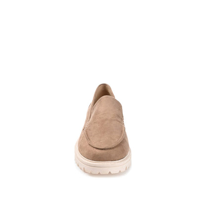 Journee ERIKA LOAFER FLATS IN FAUX SUEDE - Taupe Suede