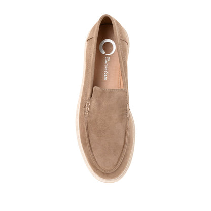 Journee ERIKA LOAFER FLATS IN FAUX SUEDE - Taupe Suede