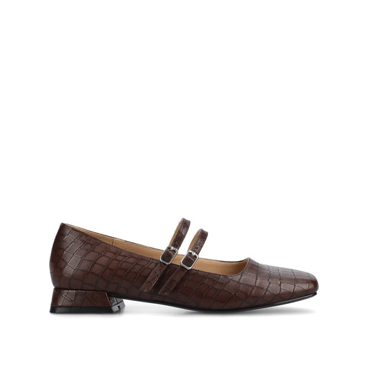 Journee GREDAH MARY JANE FLATS IN VEGAN LEATHER - Brown Croco