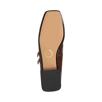 Journee GREDAH MARY JANE FLATS IN VEGAN LEATHER - Brown Croco