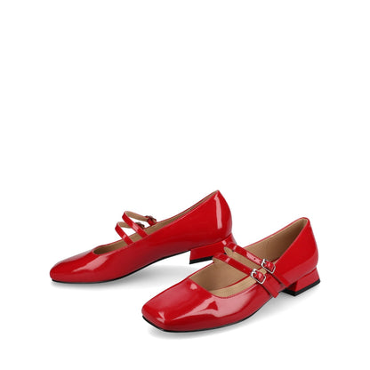 Journee GREDAH MARY JANE FLATS IN VEGAN LEATHER - Red Patent