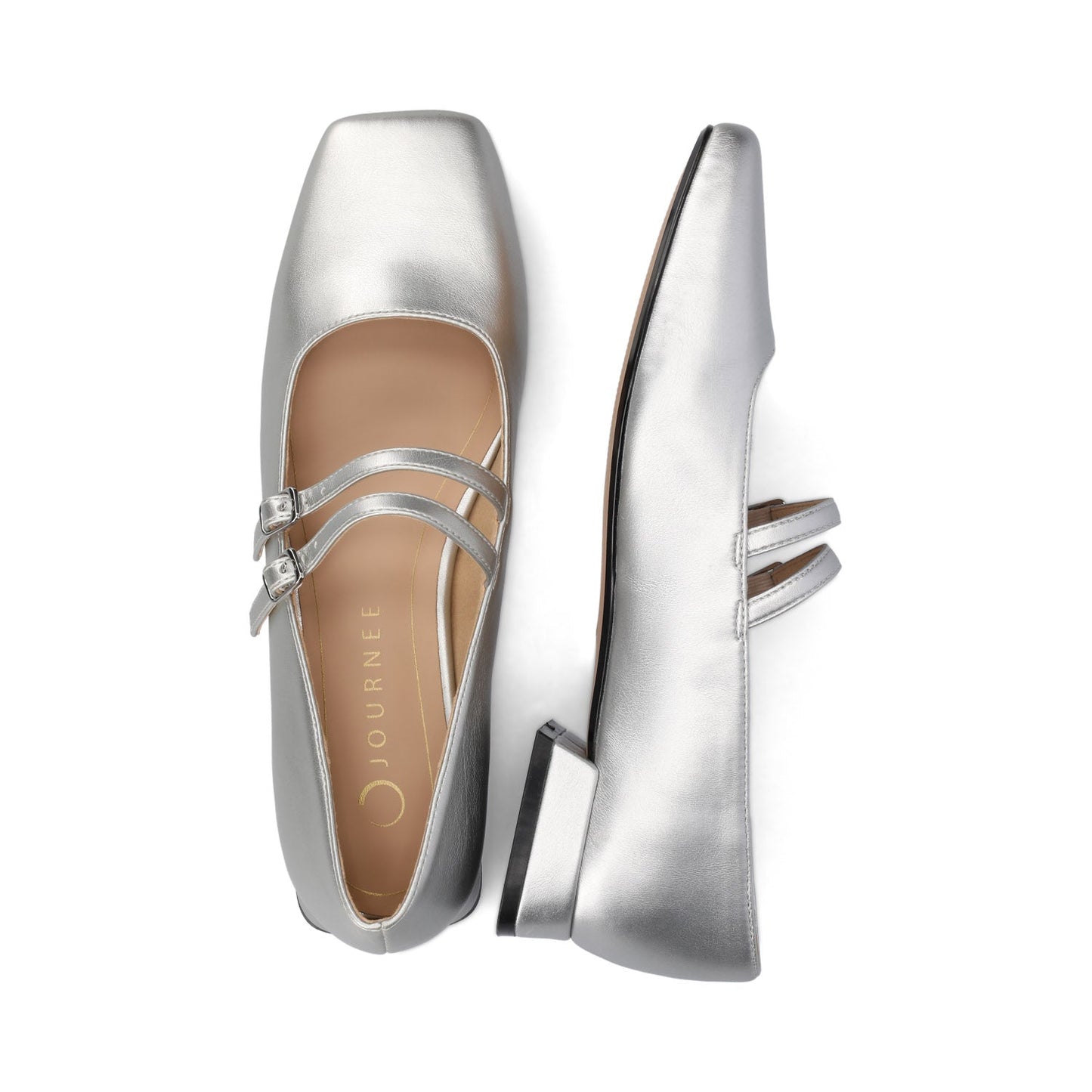 Journee GREDAH MARY JANE FLATS IN VEGAN LEATHER - Silver PU