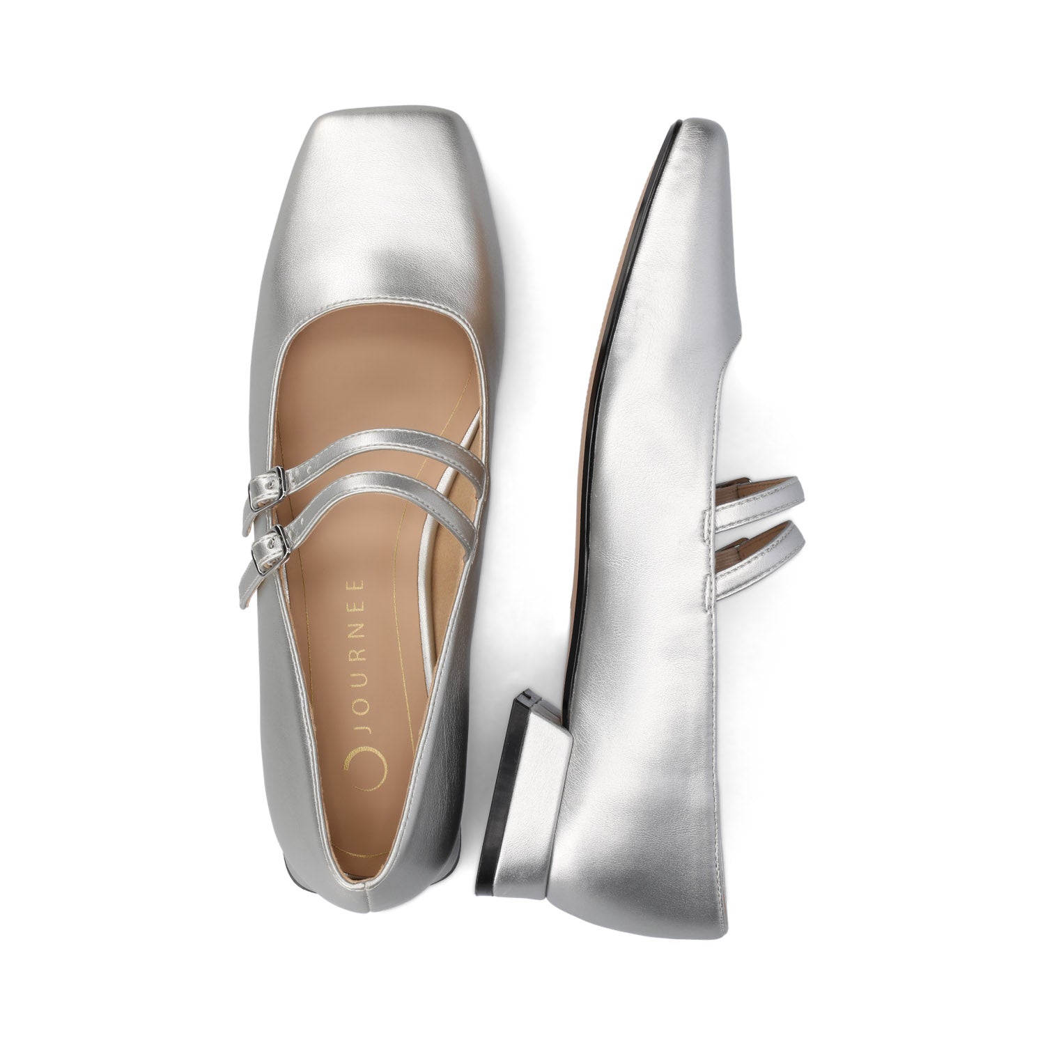 Journee GREDAH MARY JANE FLATS IN VEGAN LEATHER - Silver PU