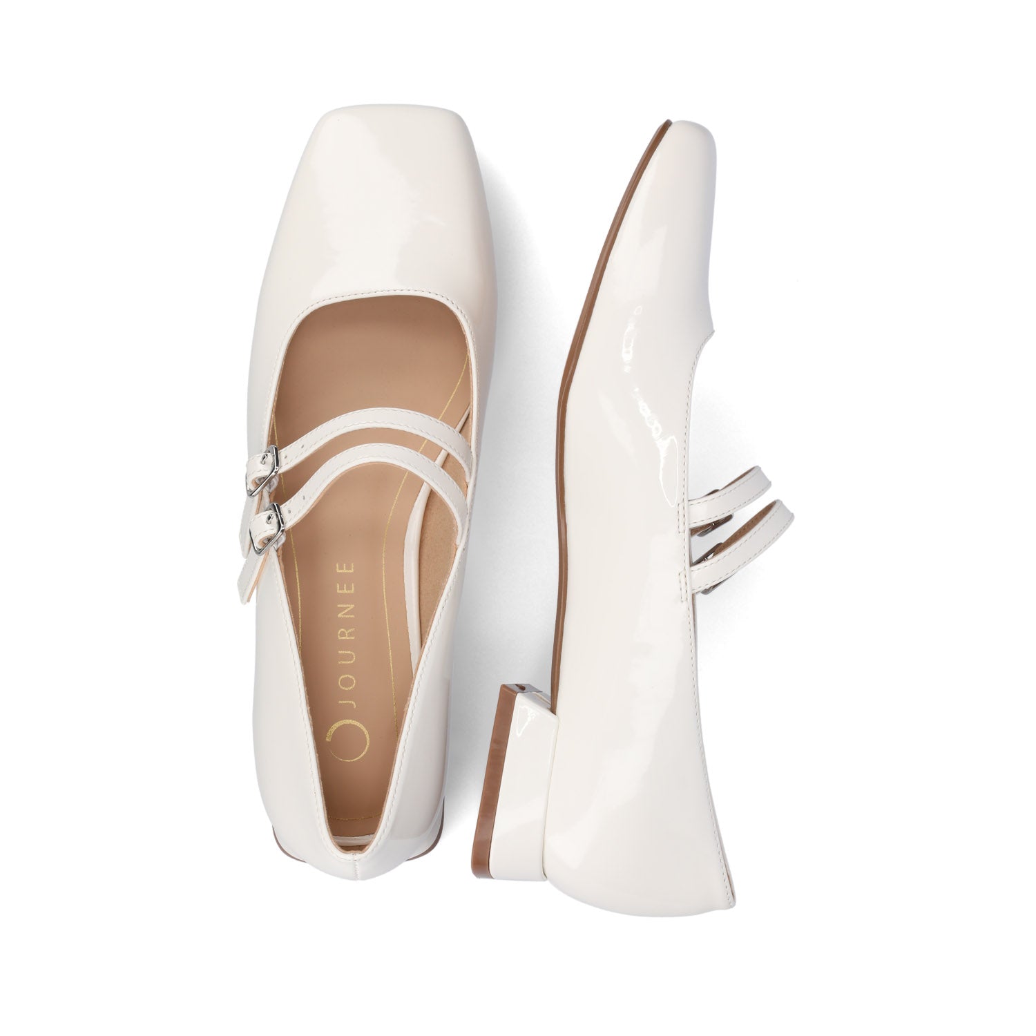 Journee GREDAH MARY JANE FLATS IN VEGAN LEATHER - White Patent