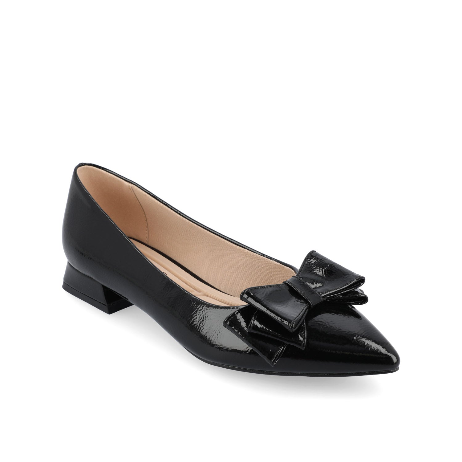 Journee OPHELIA LOW BLOCK BALLET FLATS VEGAN LEATHER - Patent/Black