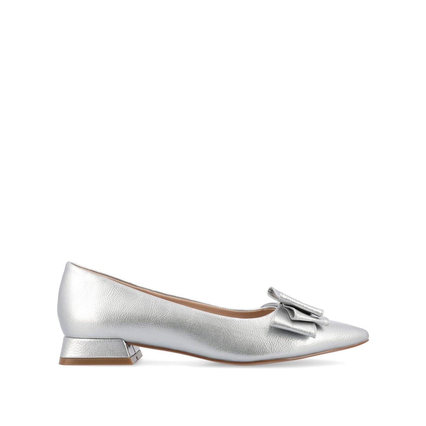 Journee OPHELIA LOW BLOCK BALLET FLATS VEGAN LEATHER - Silver