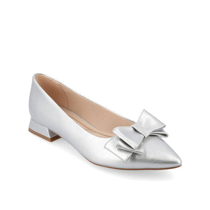Journee OPHELIA LOW BLOCK BALLET FLATS VEGAN LEATHER - Silver