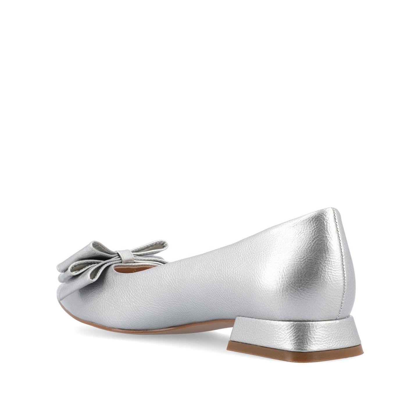 Journee OPHELIA LOW BLOCK BALLET FLATS VEGAN LEATHER - Silver
