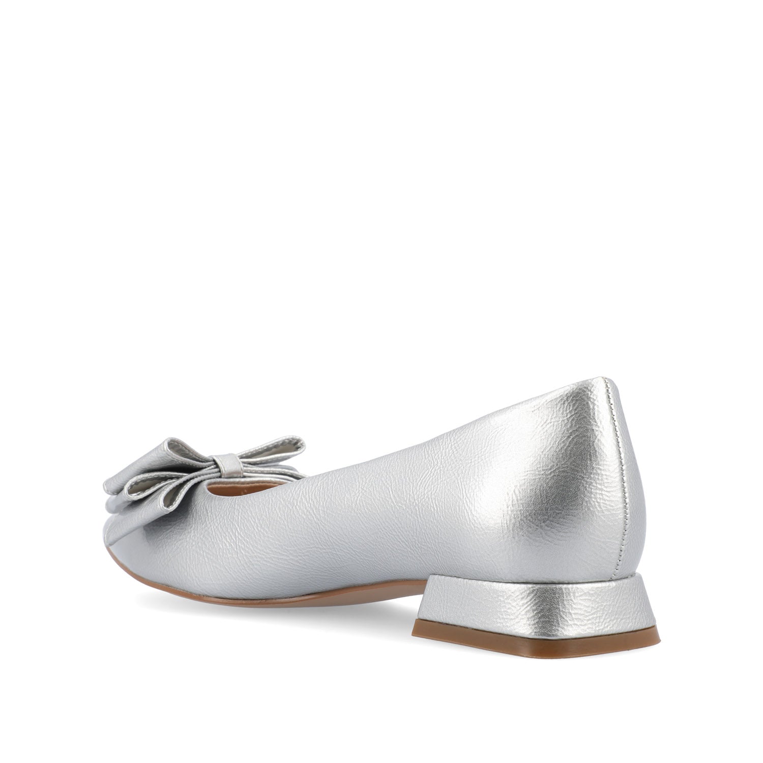 Journee OPHELIA LOW BLOCK BALLET FLATS VEGAN LEATHER - Silver
