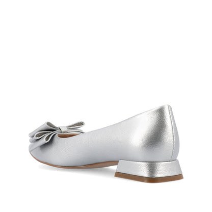 Journee OPHELIA LOW BLOCK BALLET FLATS VEGAN LEATHER - Silver