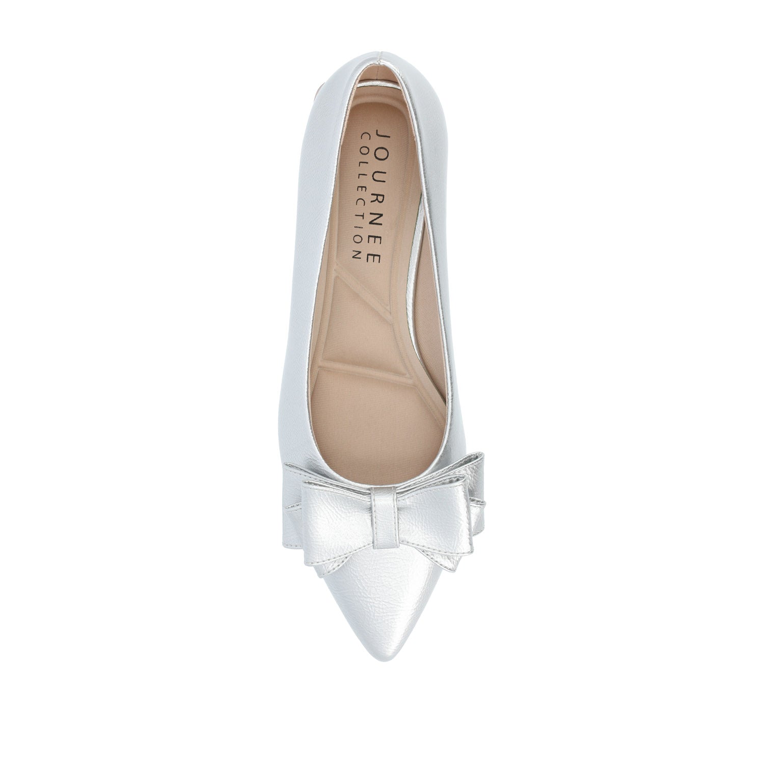 Journee OPHELIA LOW BLOCK BALLET FLATS VEGAN LEATHER - Silver