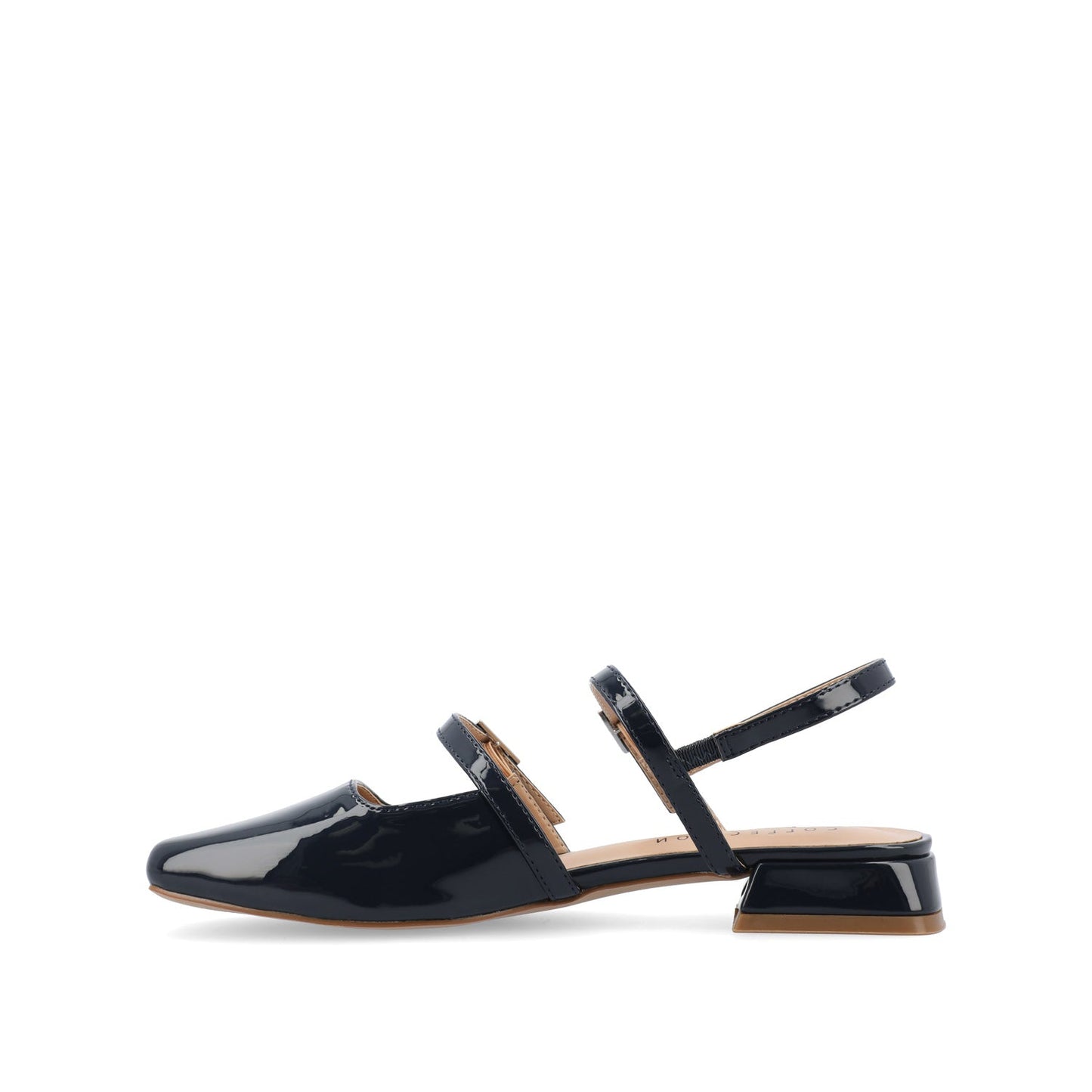 Journee GRETCHENN HEELED FLATS IN PATENT - Navy Nubuck