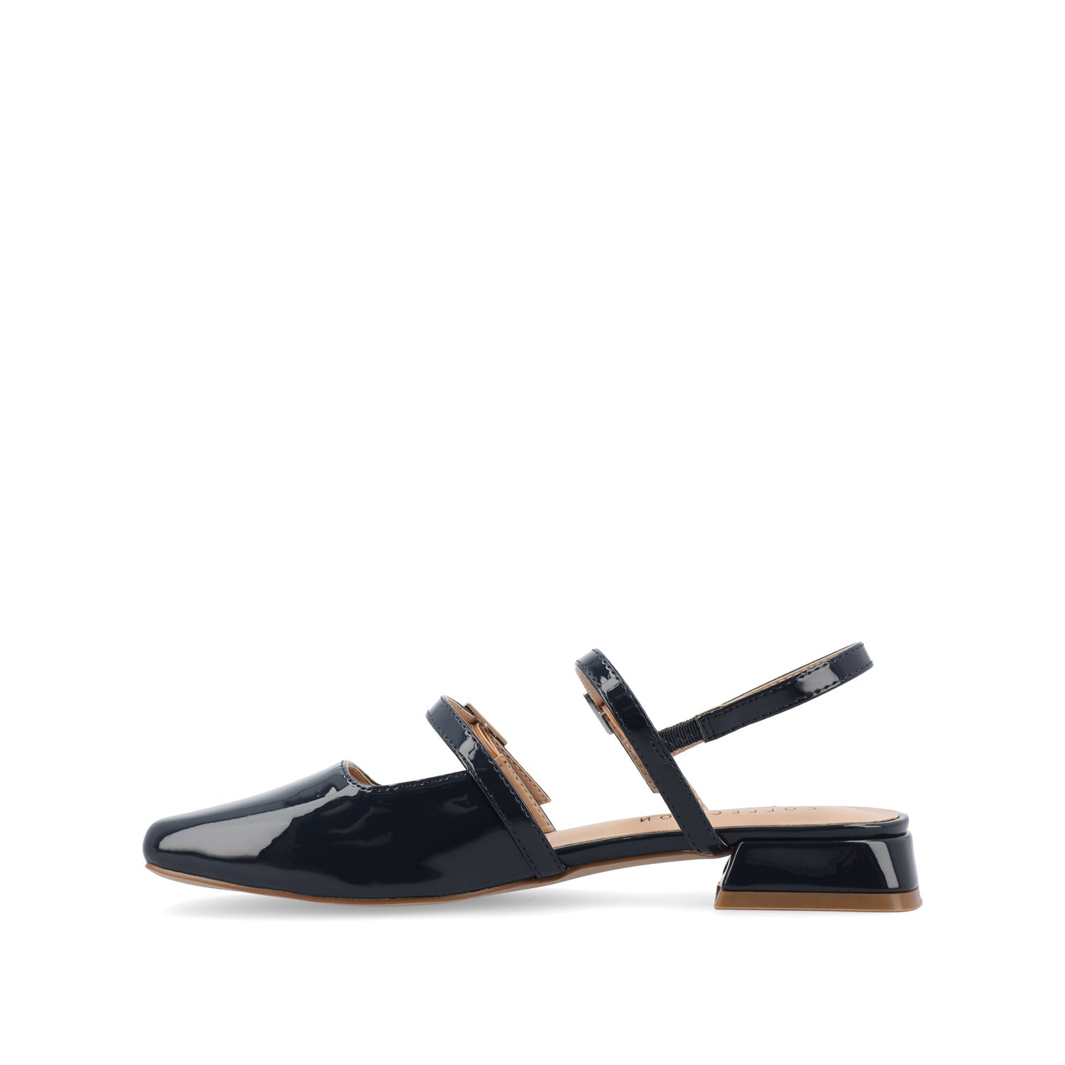 Journee GRETCHENN HEELED FLATS IN PATENT - Navy Nubuck
