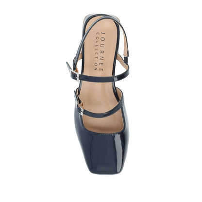 Journee GRETCHENN HEELED FLATS IN PATENT - Navy Nubuck