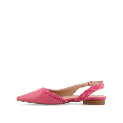 Journee DAPHNNE BALLET FLATS IN TWEED FABRIC - Magenta Tweed