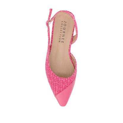 Journee DAPHNNE BALLET FLATS IN TWEED FABRIC - Magenta Tweed