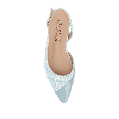 Journee DAPHNNE BALLET FLATS IN TWEED FABRIC - Blue Tweed