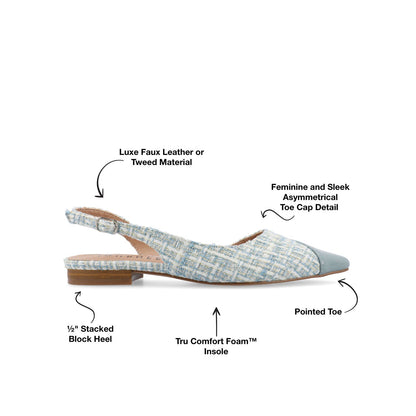 Journee DAPHNNE BALLET FLATS IN TWEED FABRIC - Blue Tweed