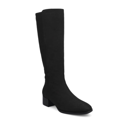 Journee DEVRI KNEE HIGH BOOTS IN VEGAN LEATHER - Black Faux Suede