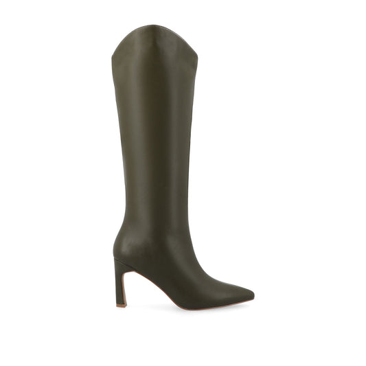 Journee REHELA KNEE HIGH BOOTS IN VEGAN LEATHER - Olive