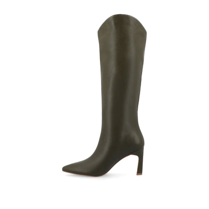 Journee REHELA KNEE HIGH BOOTS IN VEGAN LEATHER - Olive