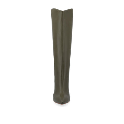 Journee REHELA KNEE HIGH BOOTS IN VEGAN LEATHER - Olive