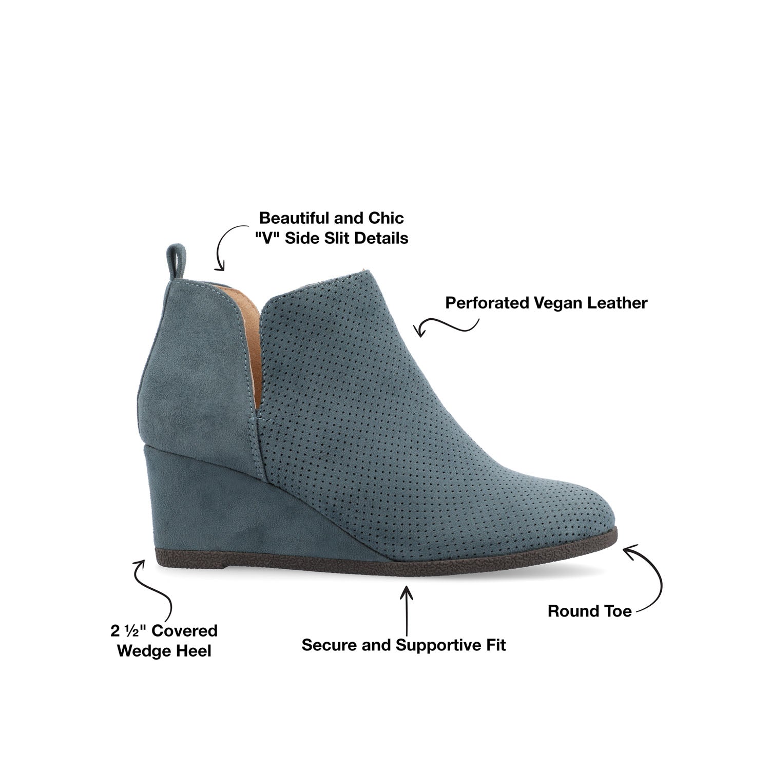 Journee MYLEE WEDGE HEELED BOOTIES IN WIDE - Blue
