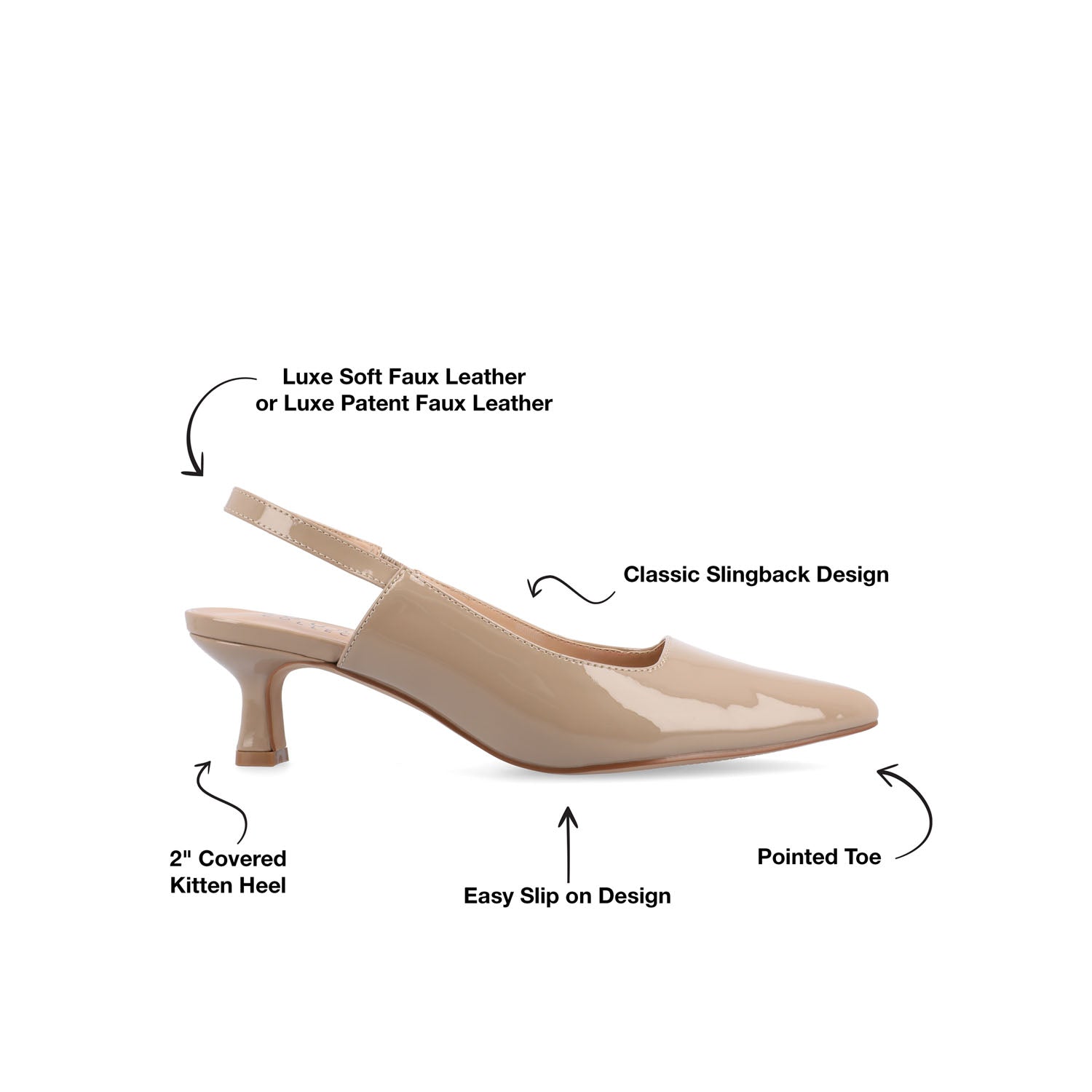 Journee PAULINA STATEMENT KITTEN HEELS IN WIDE - Patent Taupe