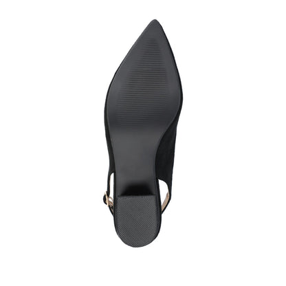 Journee SYLVIA LOW BLOCK HEELS IN WIDE - Black PU