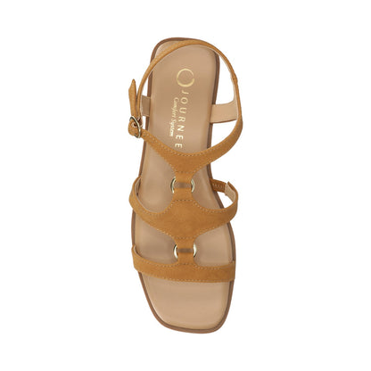 Journee BRILEY ANKLE STRAP SANDALS - Cognac Nubuck