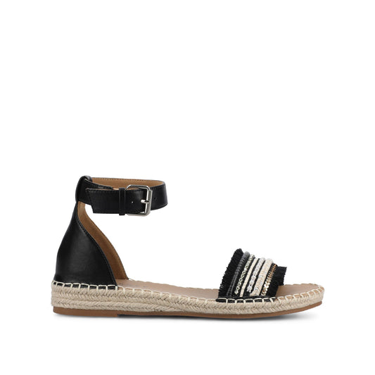 Journee TRISTEEN ESPADRILLE SANDALS IN FABRIC - Black/Beading