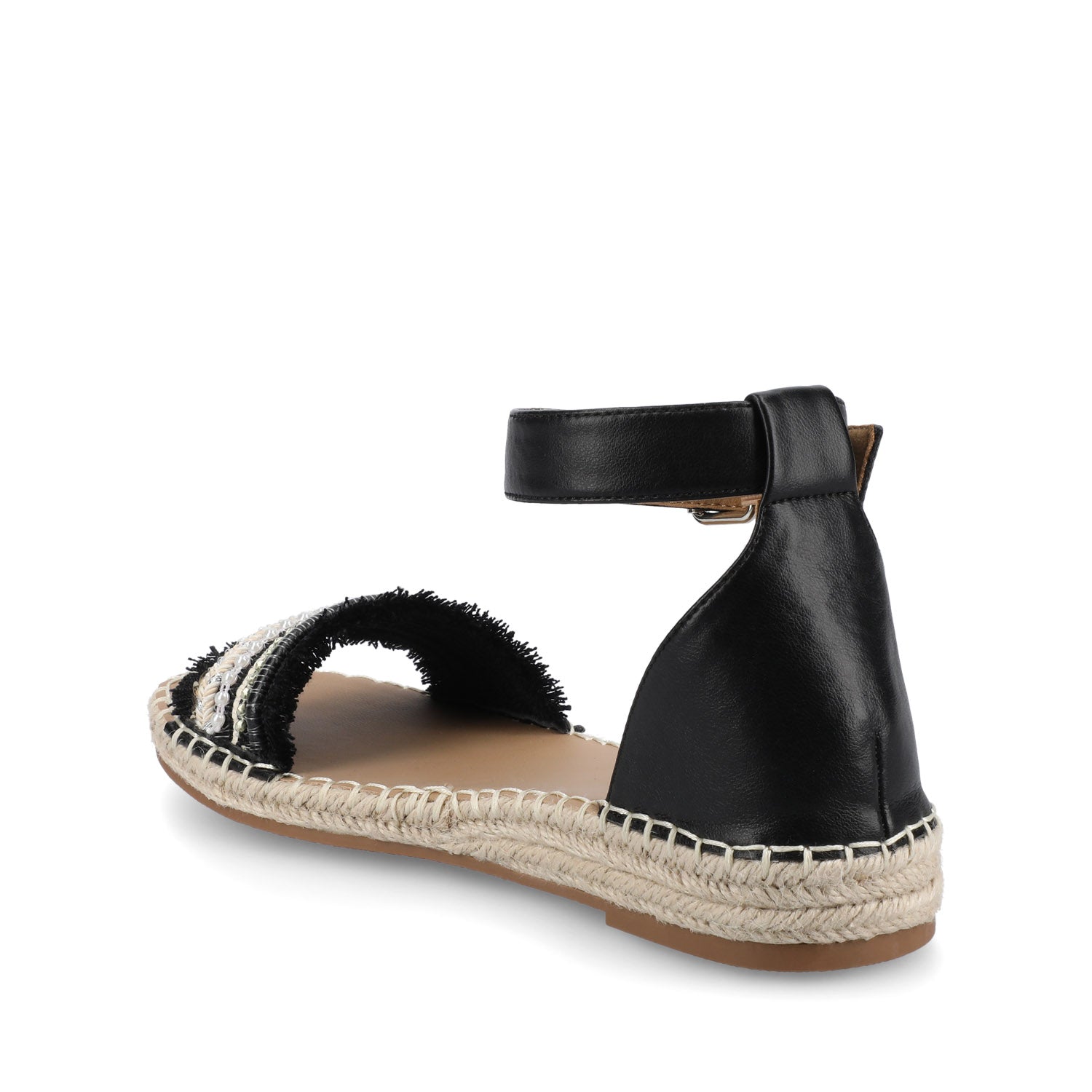Journee TRISTEEN ESPADRILLE SANDALS IN FABRIC - Black/Beading