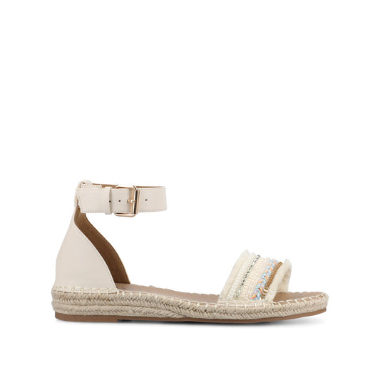 Journee TRISTEEN ESPADRILLE SANDALS IN FABRIC - Bone/Beading