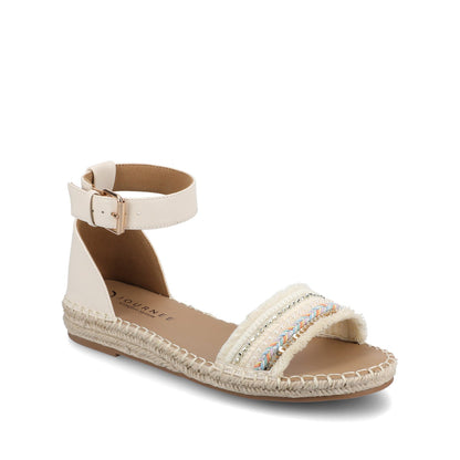 Journee TRISTEEN ESPADRILLE SANDALS IN FABRIC - Bone/Beading