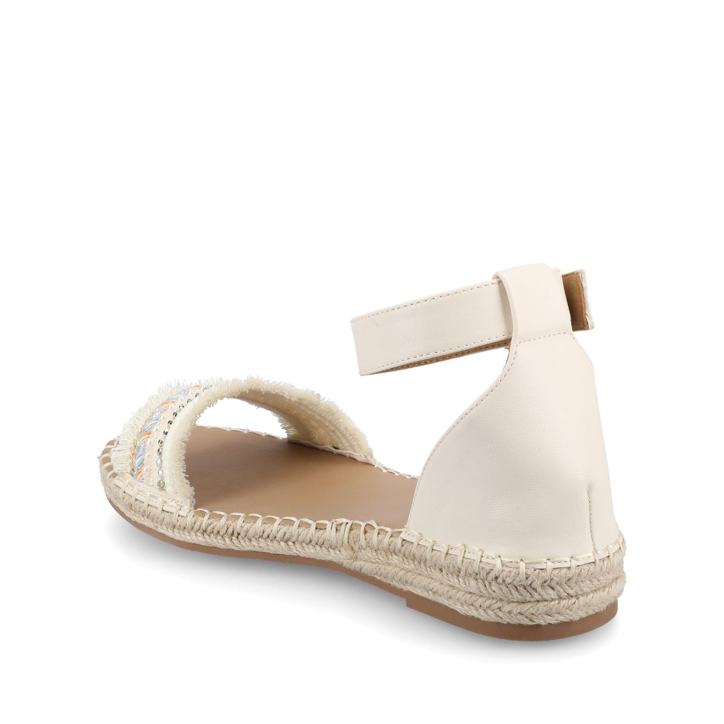 Journee TRISTEEN ESPADRILLE SANDALS IN FABRIC - Bone/Beading