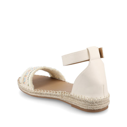 Journee TRISTEEN ESPADRILLE SANDALS IN FABRIC - Bone/Beading