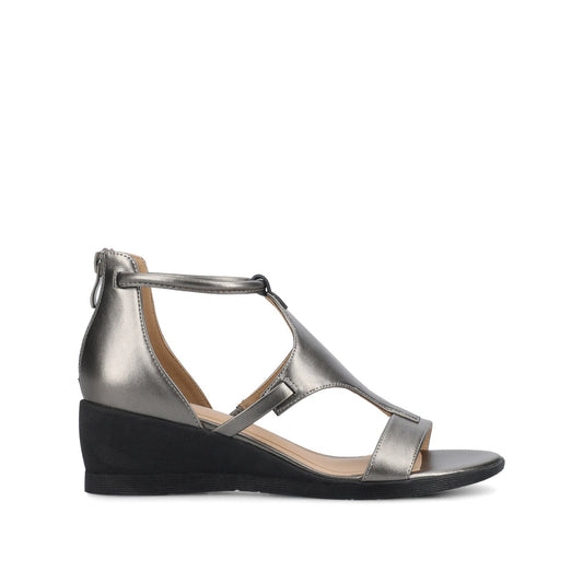 Journee TRAYLE GLADIATOR SANDALS IN VEGAN LEATHER - Pewter