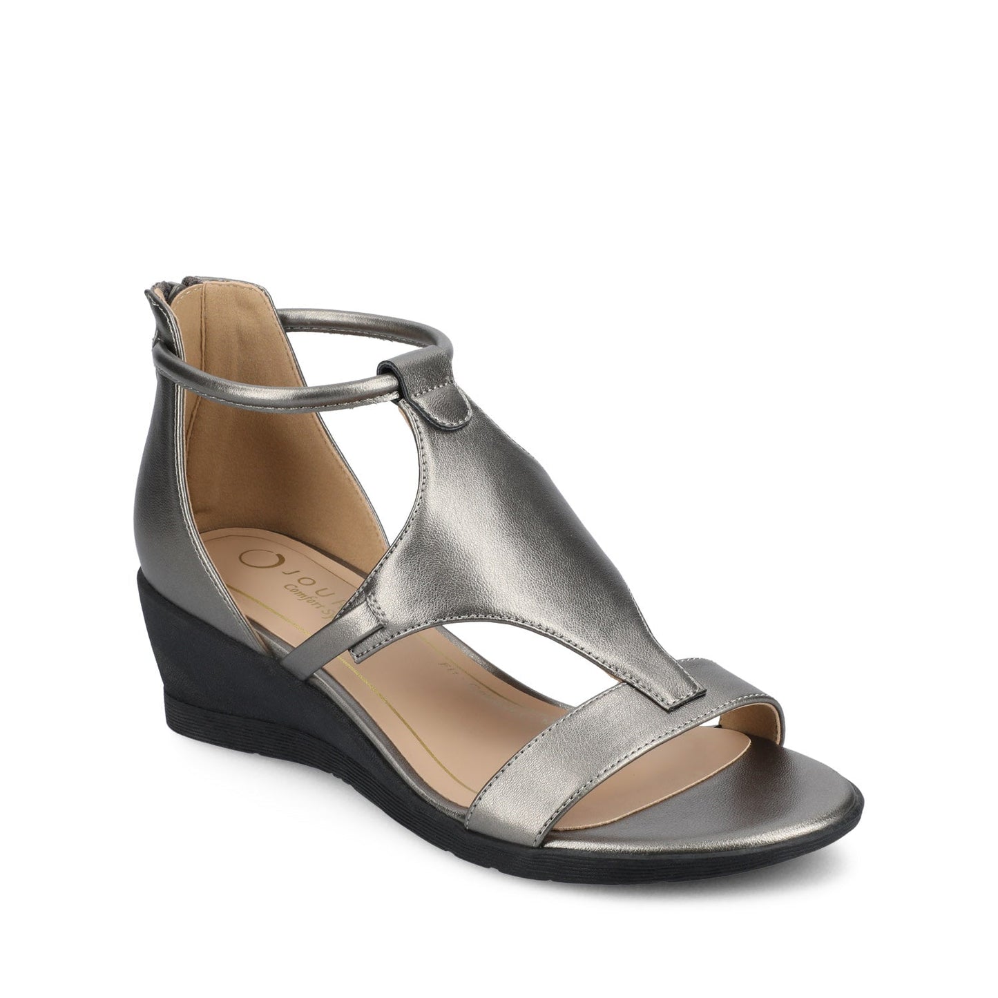 Journee TRAYLE GLADIATOR SANDALS IN VEGAN LEATHER - Pewter