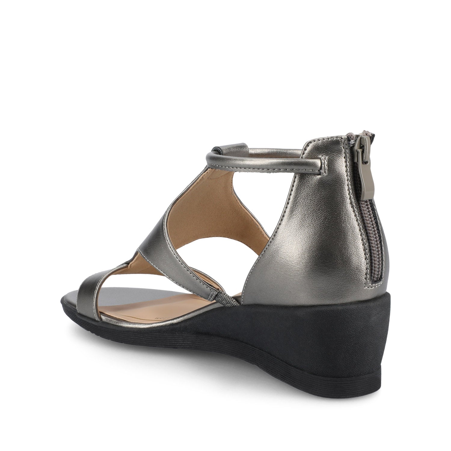 Journee TRAYLE GLADIATOR SANDALS IN VEGAN LEATHER - Pewter
