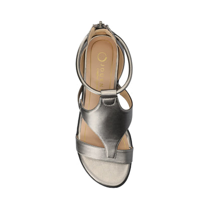 Journee TRAYLE GLADIATOR SANDALS IN VEGAN LEATHER - Pewter
