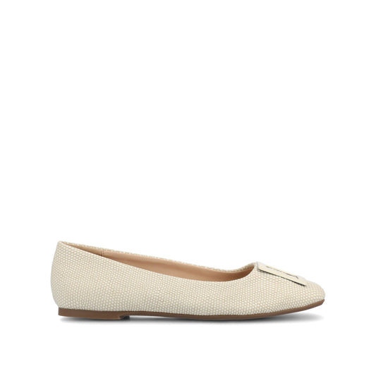 Journee ZIMIA SQUARE TOE FLATS IN VEGAN LEATHER - Bone Lizard